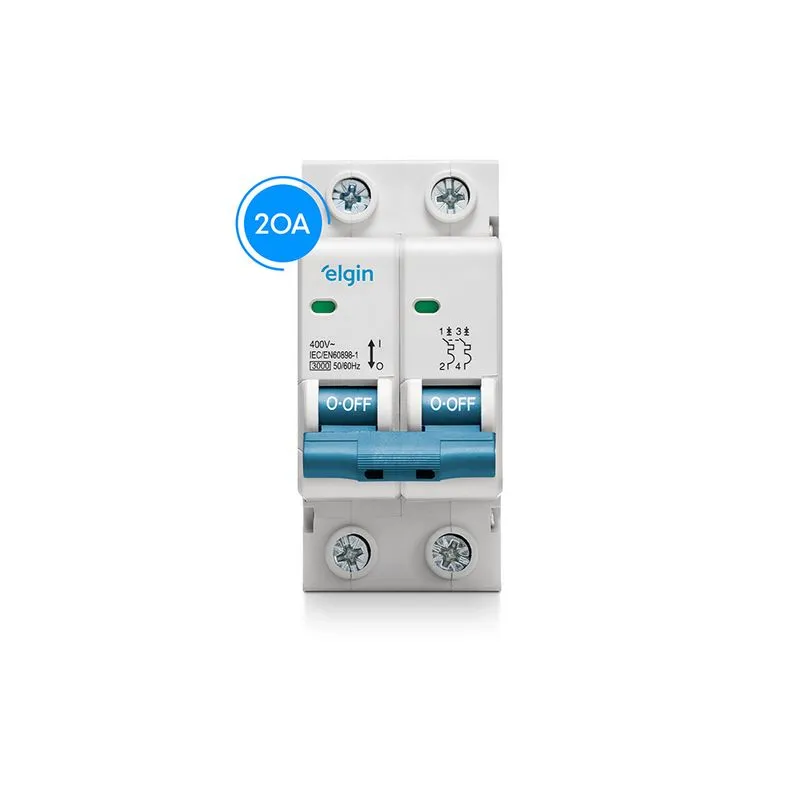 Disjuntor termomagnético bipolar da Elgin exposto na Expo Elétrica 2025