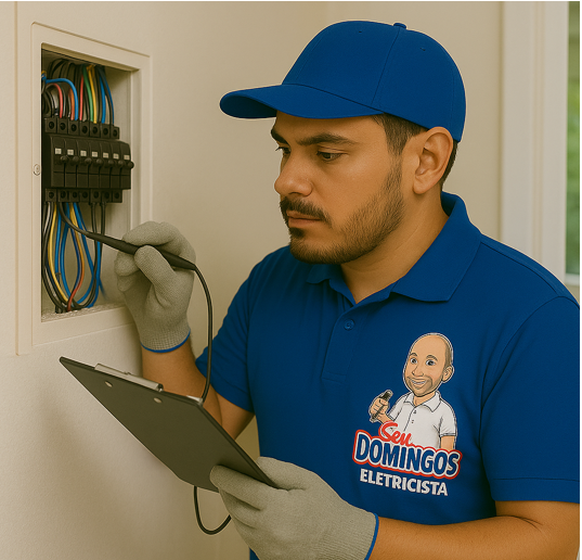 Eletricista fazendo Manutenção elétrica residencial - SEU DOMINGOS ELETRICISTA