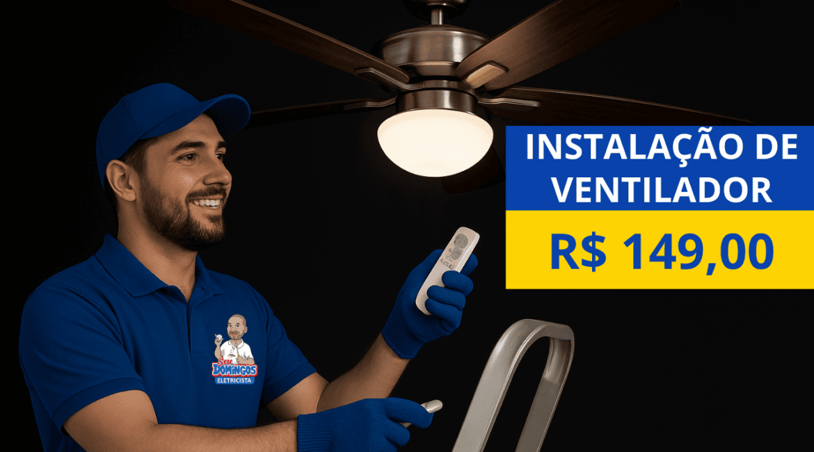 Instalação de ventilador de teto barato - SEU DOMINGOS ELETRICISTA