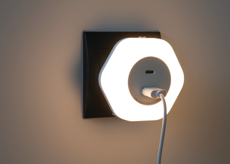 Iluminação na tomada USB