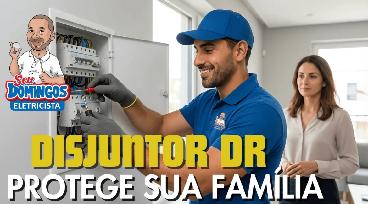 Eletricista do Seu Domingos Eletricista realizando a troca do disjuntor DR em apartamento residencial