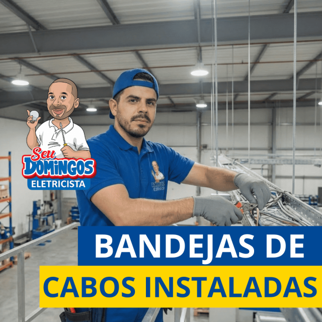 Instalação de bandejas de cabos para organização e suporte da infraestrutura elétrica