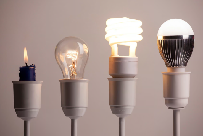 Lâmpadas LED e incandescentes destacando eficiência energética e sustentabilidade
