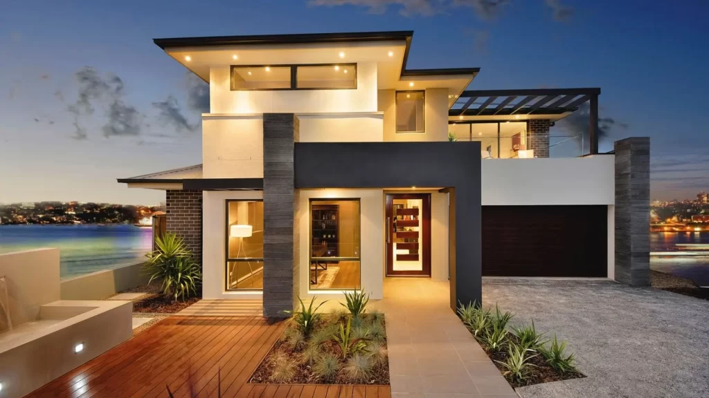 Projeto de iluminação em fachada residencial valorizando a arquitetura do imóvel