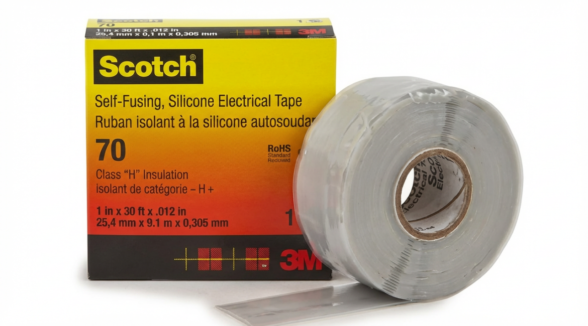 Fita de autofusão aplicada em isolamento de emenda elétrica para proteção contra umidade