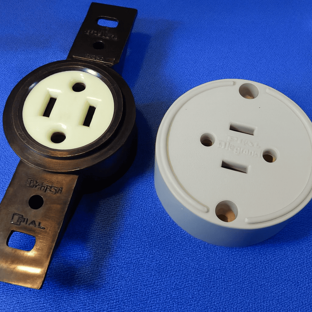 Tomada antiga de dois pinos da marca Pial instalada na parede