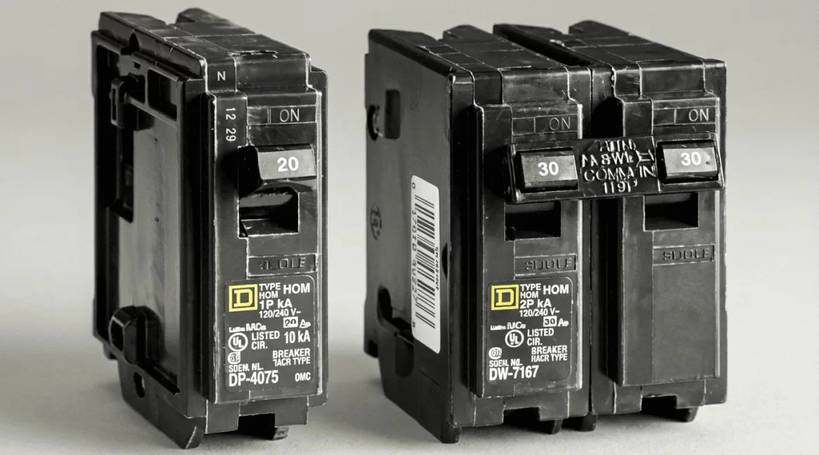 Disjuntor monopolar comparado ao bipolar em quadro elétrico conforme a NBR 5410