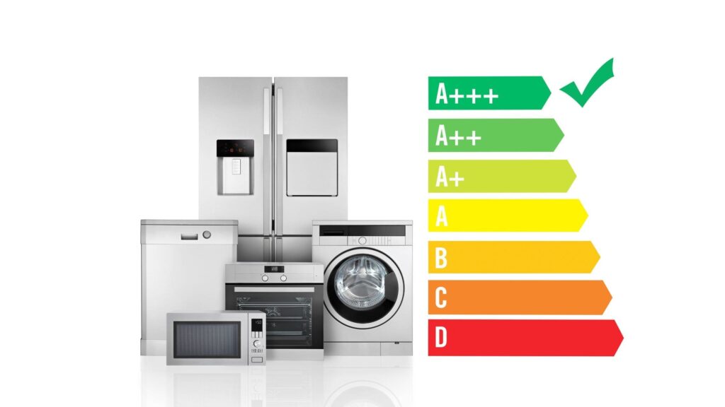 Eletrodomésticos com selo de eficiência energética em destaque