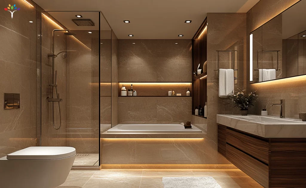 iluminação do banheiro luxuoso