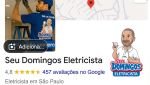Avaliações positivas de clientes do Seu Domingos Eletricista