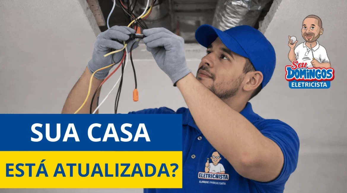 Eletricista da equipe Seu Domingos Eletricista trabalhando na fiação elétrica