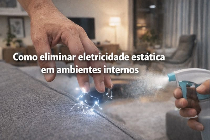 Pessoa evitando choque de eletricidade estática dentro de casa