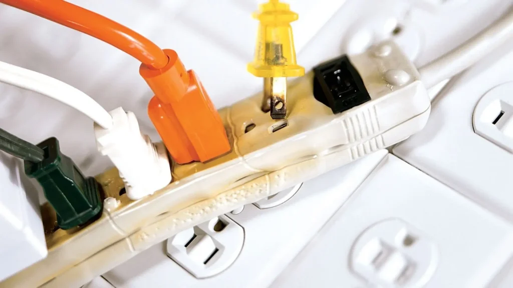 Filtro de linha danificado devido à sobrecarga elétrica