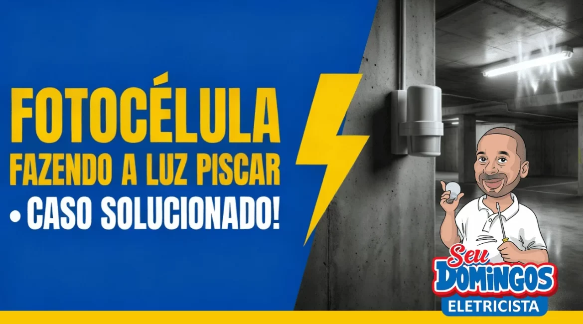 Fotocélula instalada na garagem de um prédio piscando luz