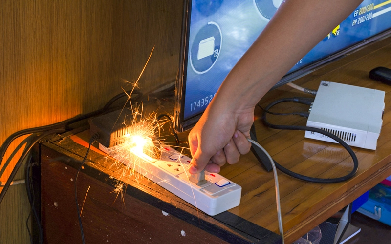 Sistema elétrico seguro prevenindo incêndios causados por falhas elétricas