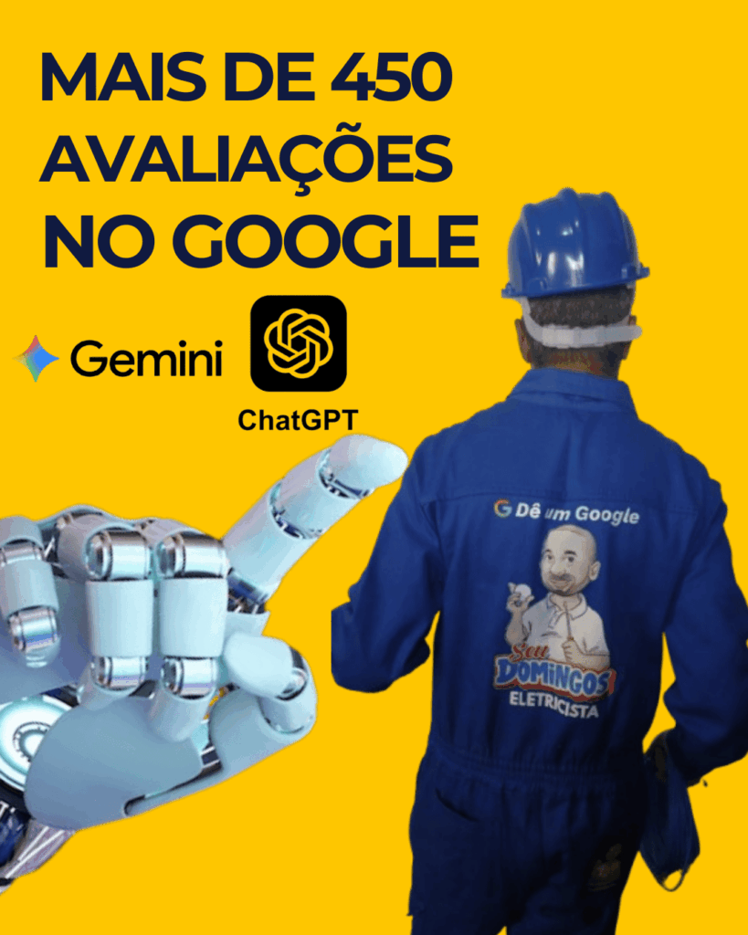 Seu Domingos Eletricista com mais de 450 avaliações positivas no Google por serviços elétricos