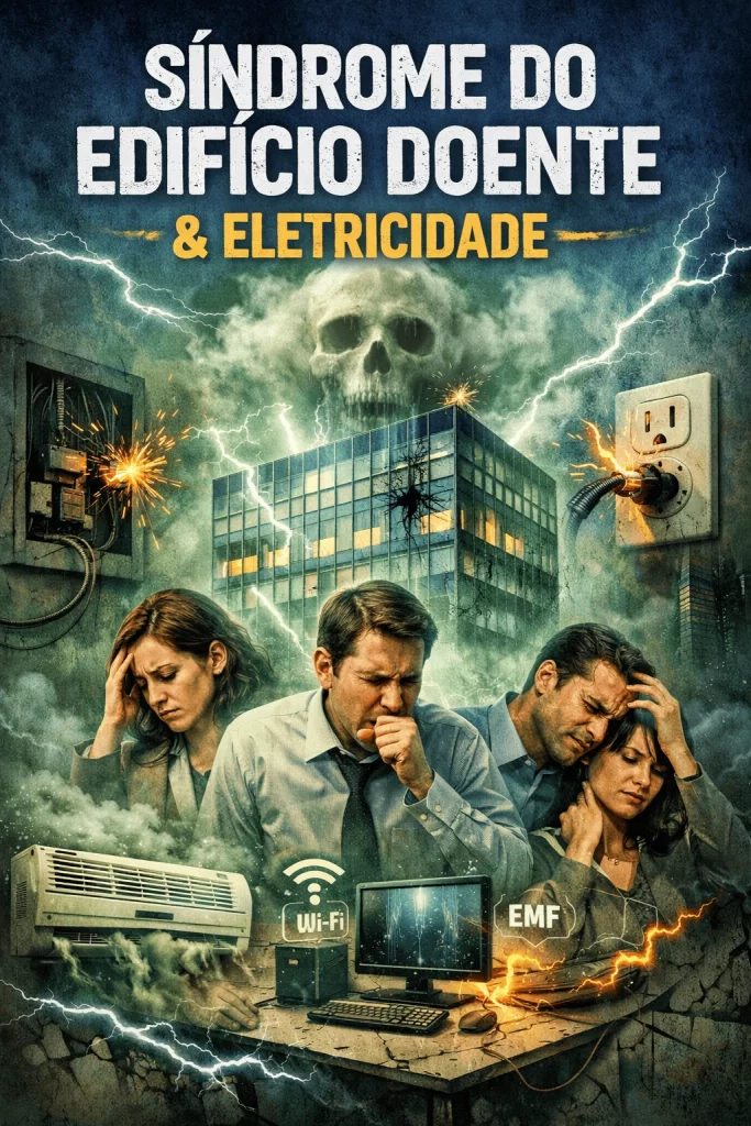 Funcionário estressado no escritório devido a problemas elétricos e desconforto no ambiente