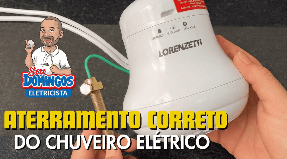Pessoa realizando o aterramento do chuveiro elétrico Lorenzetti para aumentar a segurança contra choques