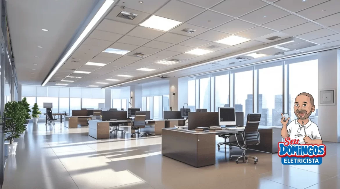 Modernização da iluminação do escritório com lâmpadas eficientes
