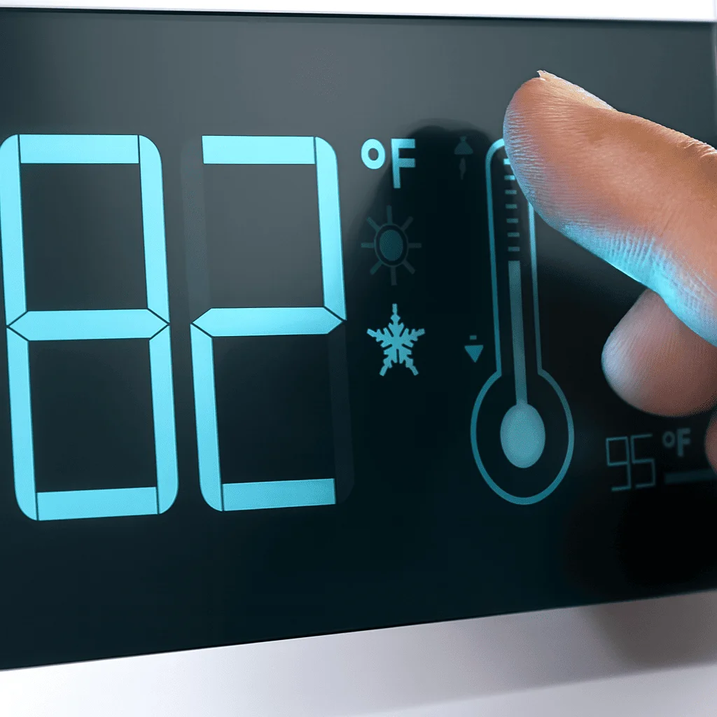 Tela de termostato inteligente com ajustes de temperatura e economia de energia