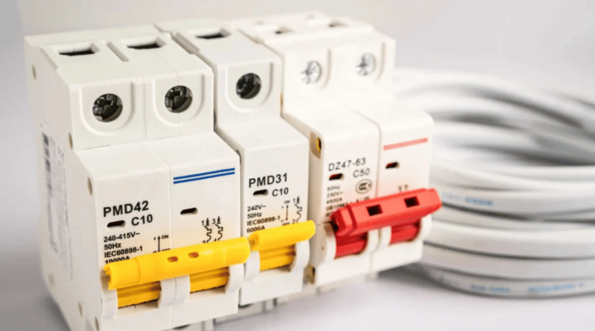 Disjuntor elétrico representando a vida útil dos dispositivos de proteção