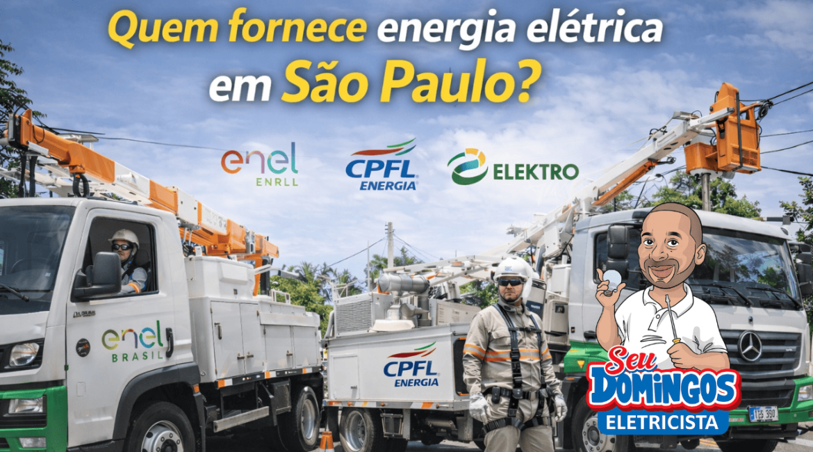 Caminhões e equipes das concessionárias Enel, CPFL e Elektro atuando na rede elétrica em São Paulo.