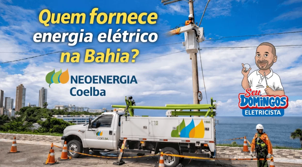 Equipe da Neoenergia Coelba realizando manutenção e reparos na rede elétrica na Bahia.