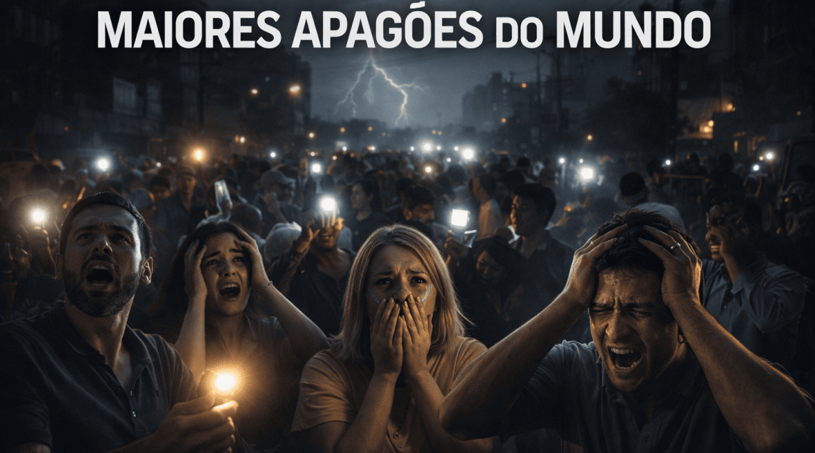 Cidade às escuras durante um dos maiores apagões do mundo