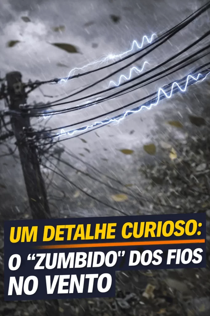 Fios vibrantes na tempestade elétrica