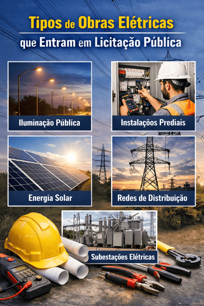 Tipos de obras elétricas que entram em processos de licitação pública