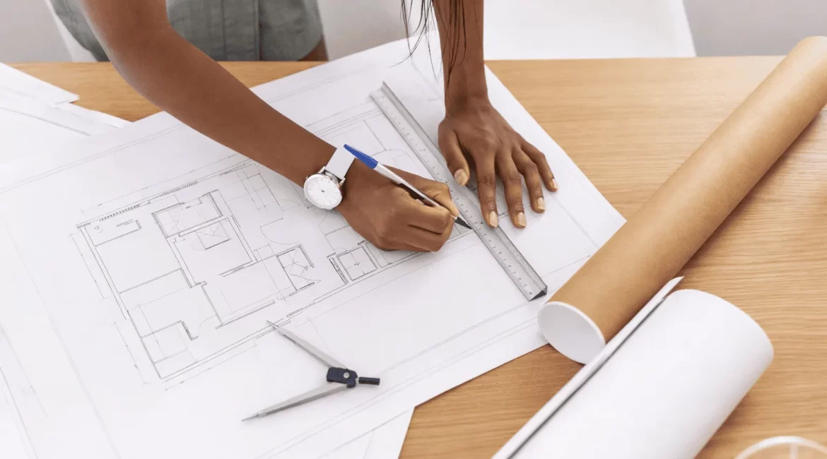 Planta de construção mostrando instalação elétrica não conforme normas, ignorada por arquiteto