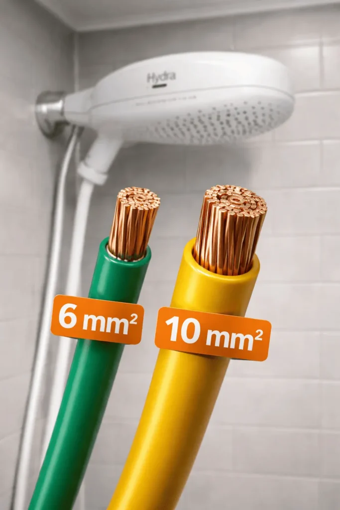 Fios elétricos expostos no banheiro em destaque