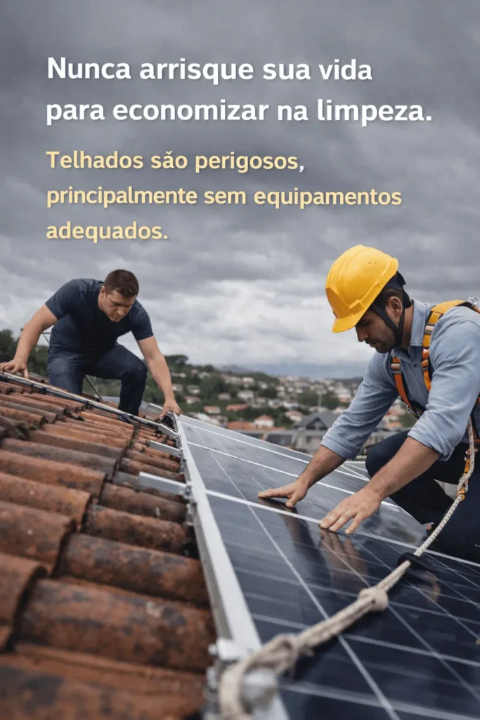 Instalação segura de painéis solares em telhado