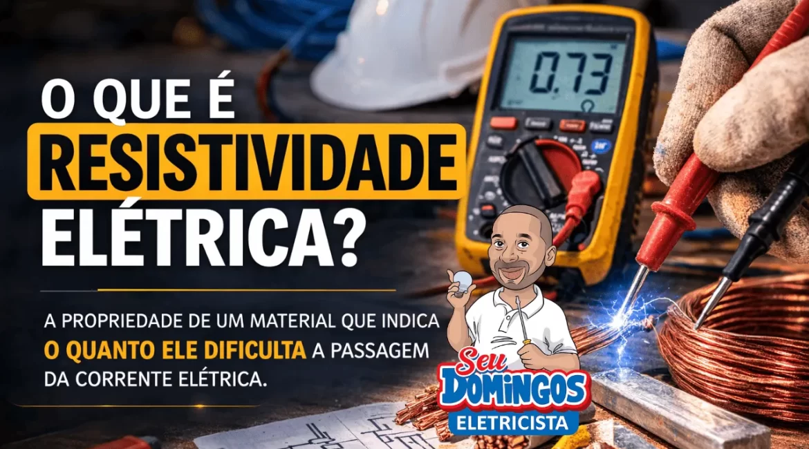 Conceito de resistividade elétrica mostrando material condutor e isolante
