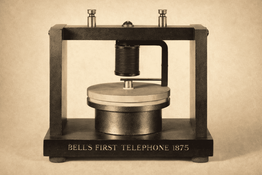 Protótipo inicial do telefone criado por Alexander Graham Bell