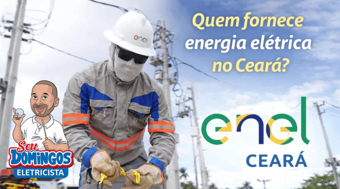 Trabalhador da Enel Ceará realizando manutenção na rede elétrica