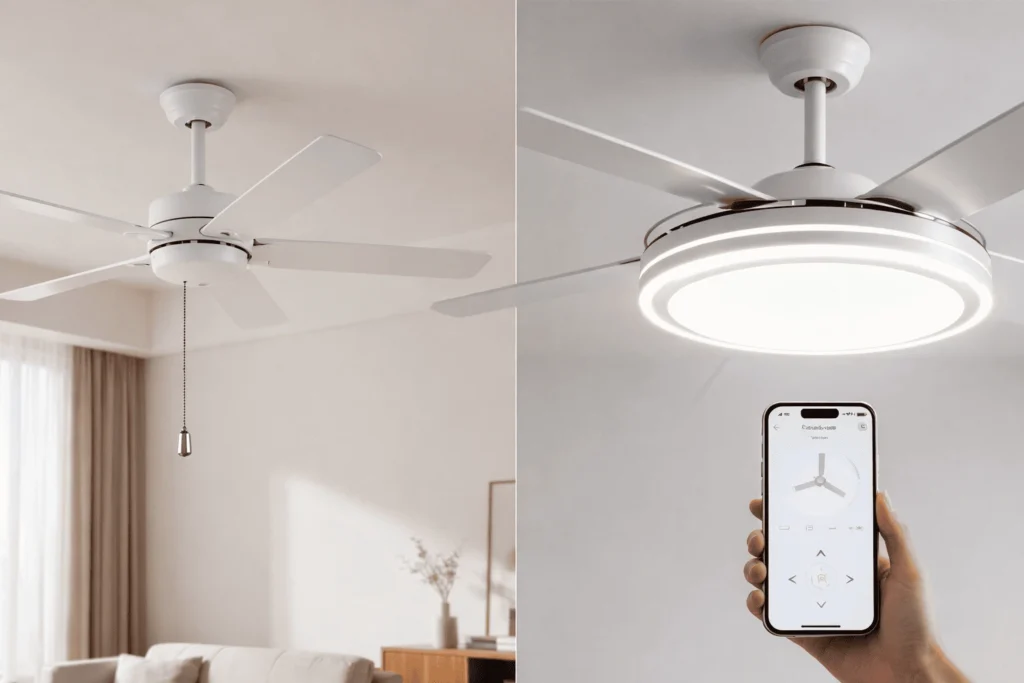 Comparação entre ventiladores tradicionais e com controle remoto