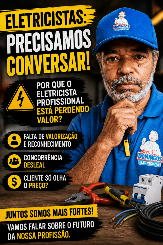 Seu Domingos Eletricista falando sobre valorização da profissão e os desafios enfrentados pelos eletricistas no Brasil.