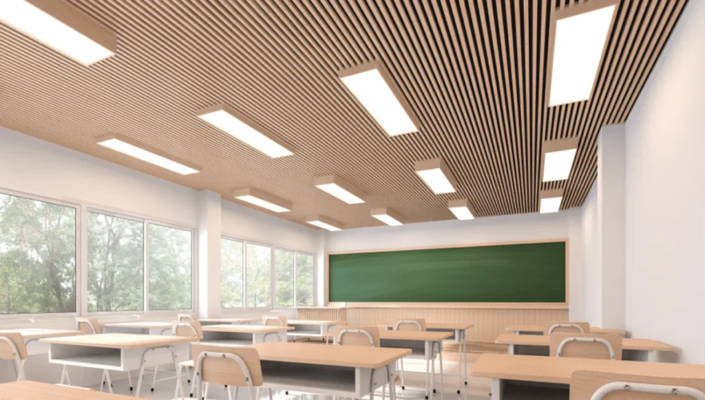 Iluminação LED aumentando produtividade em sala de aula
