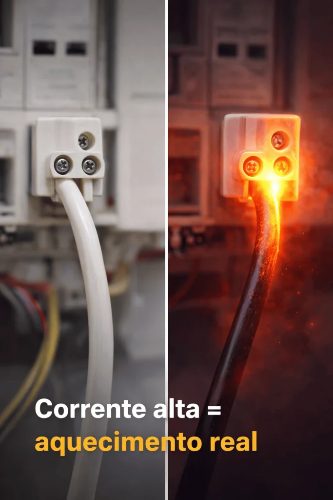 Comparação entre fio elétrico normal e com aquecimento
