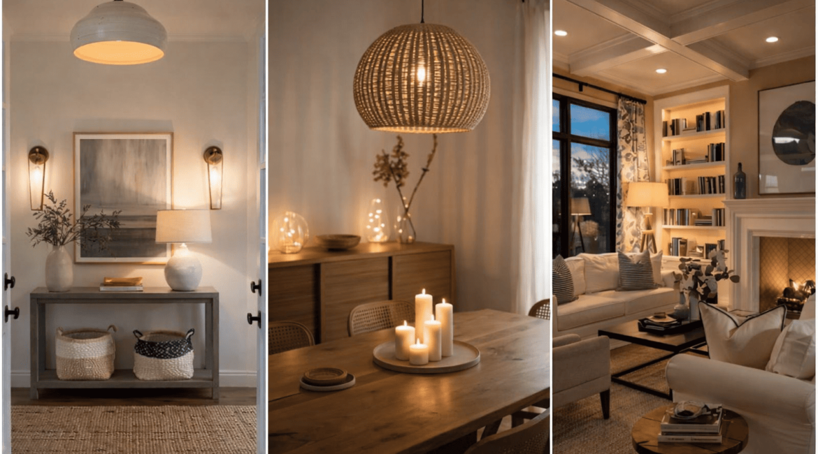Iluminação decorativa criando ambiente aconchegante