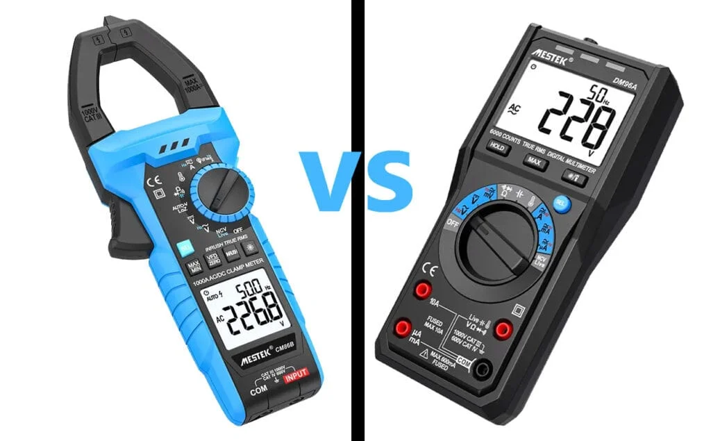 Comparação entre medidor de tomada e alicate de medição elétrica profissional