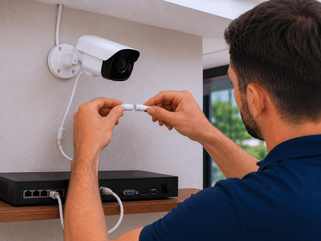 Projeto de monitoramento sendo organizado antes da instalação das câmeras