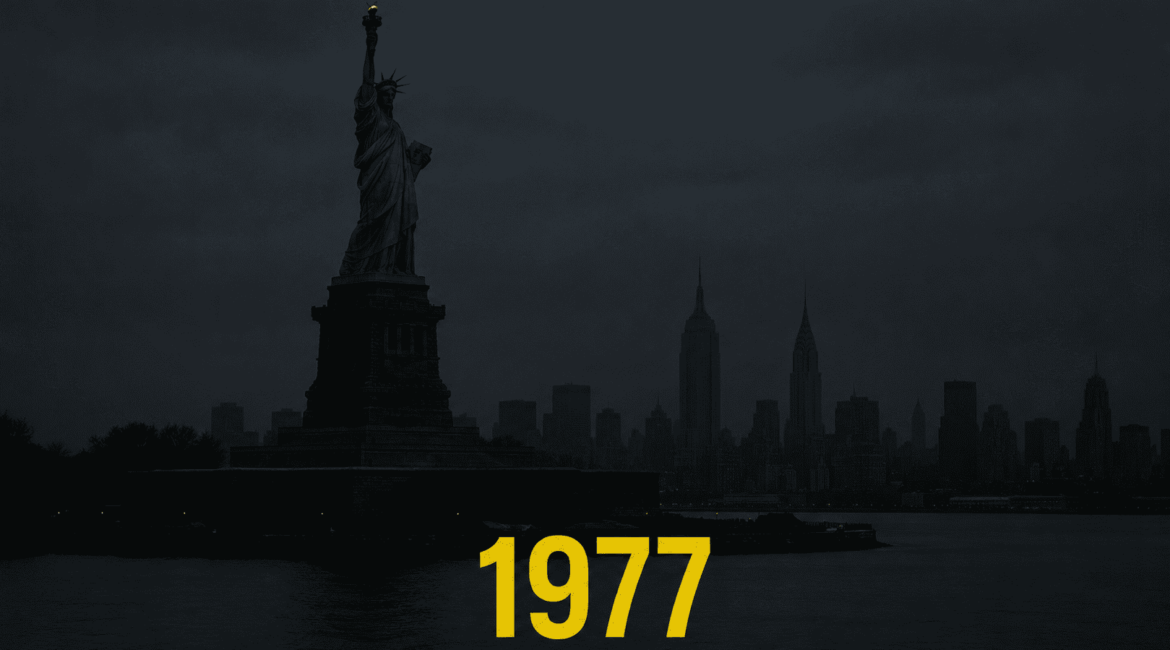 Cidade de Nova York em escuridão durante grande falha elétrica