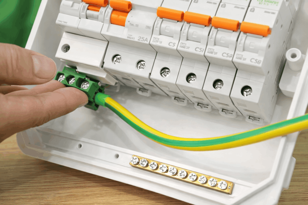 Sistema elétrico com aterramento e proteção diferencial residual