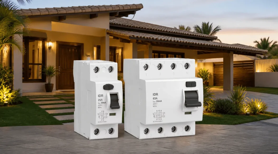 Dispositivo IDR instalado em quadro elétrico residencial