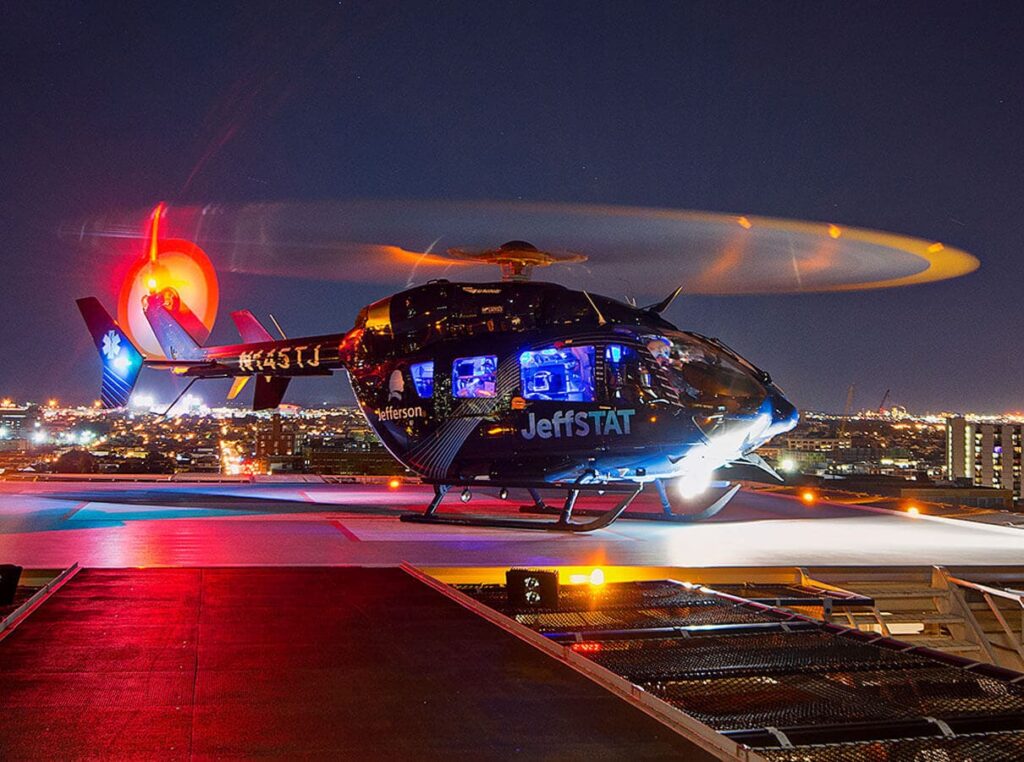 Área de pouso para helicópteros com iluminação LED de segurança