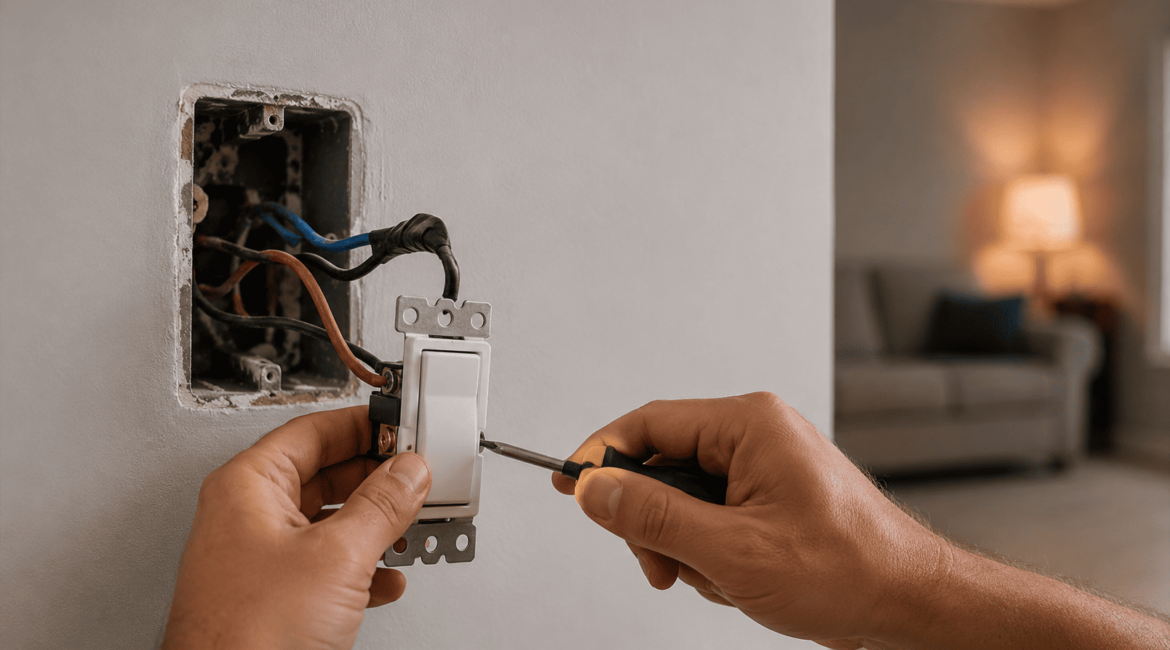 Interruptor inteligente instalado sem fio neutro na caixa elétrica