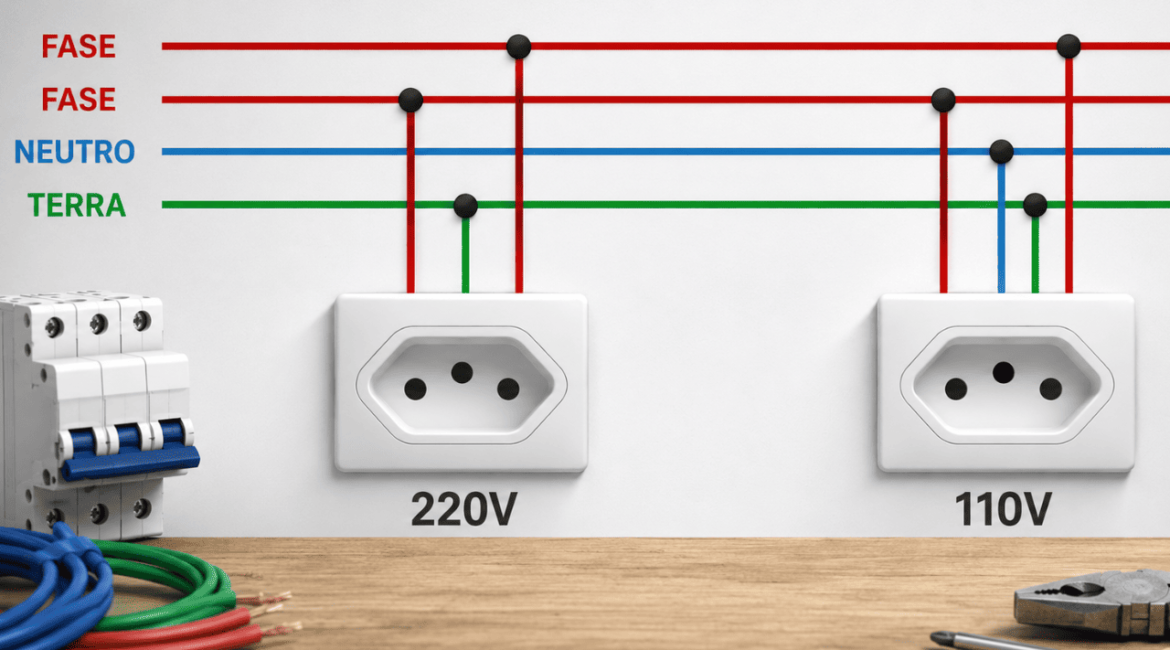 Tomadas elétricas utilizadas para equipamentos comuns e aparelhos de alta potência