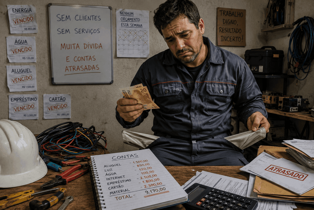 Profissional elétrico analisando movimento baixo de atendimentos